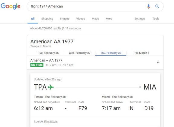 Search flight data without leaving Google